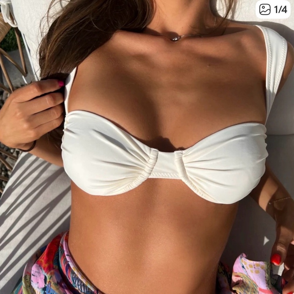Strawberry Milk Mob Cream Bikini sold AS A SET — TOP: Medium BOTTOM: Large